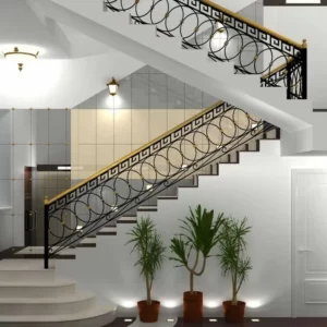 Mẫu thiết kế cầu thang sắt mỹ thuật AH0109