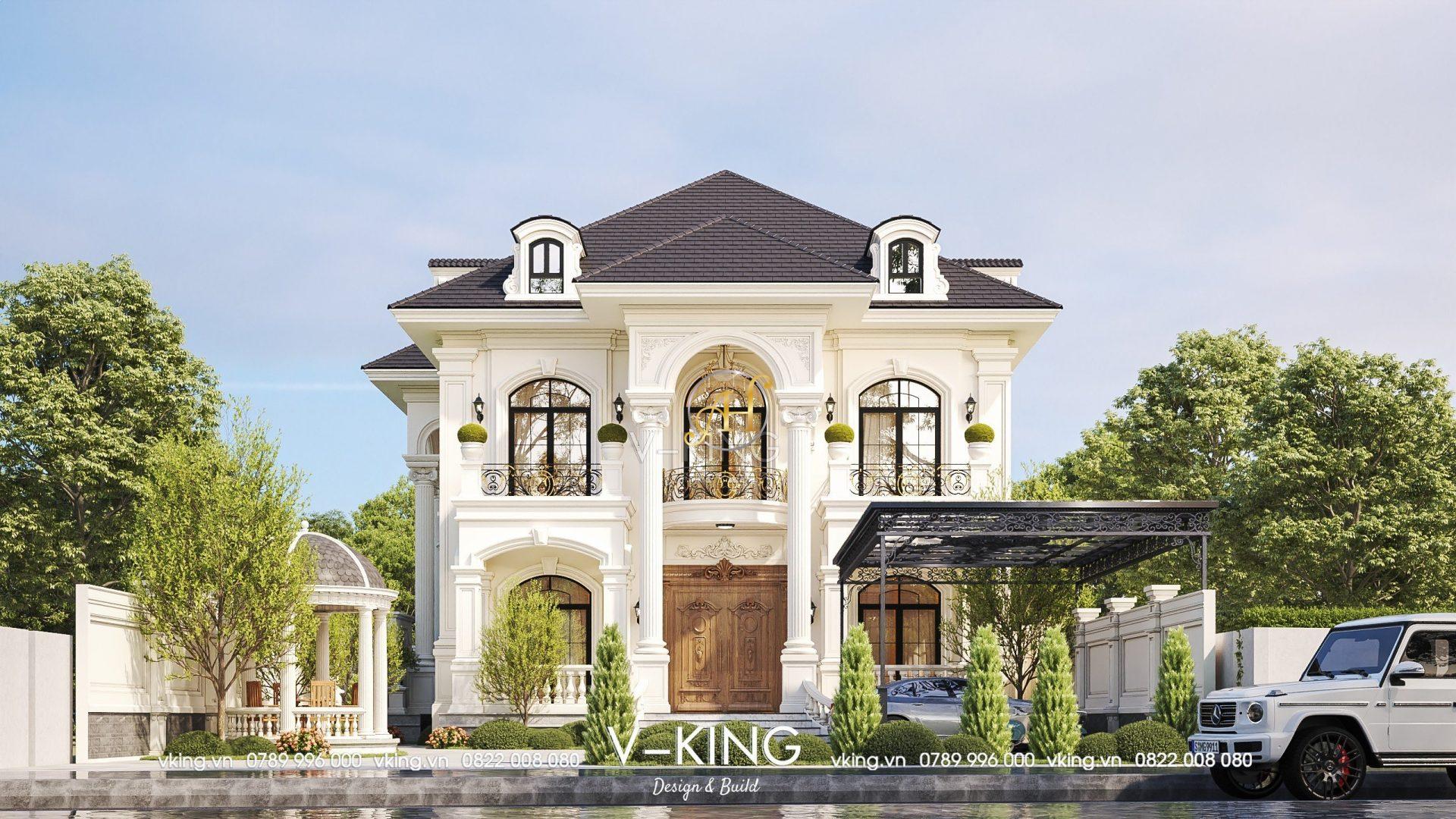 Mái kính sắt mỹ thuật đẹp cho biệt thự tân cổ điển